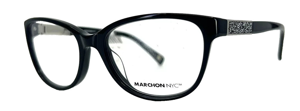 MARCHON NYC M-QUIN 001 BLACK GLITTER EYEGLASSES FRAMES 53-17-135